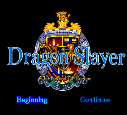 Dragon Slayer - Eiyuu Densetsu Title Screen